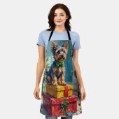 Pittige Australische Terrier Koning van Kerstcadea Schort (Gedragen)