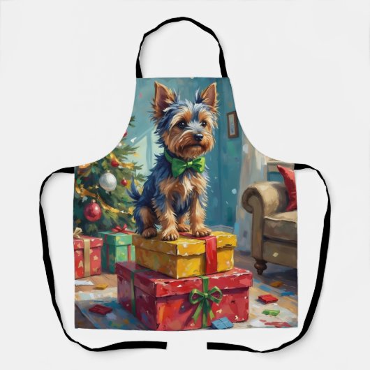 Pittige Australische Terrier Koning van Kerstcadea Schort (Voorkant)