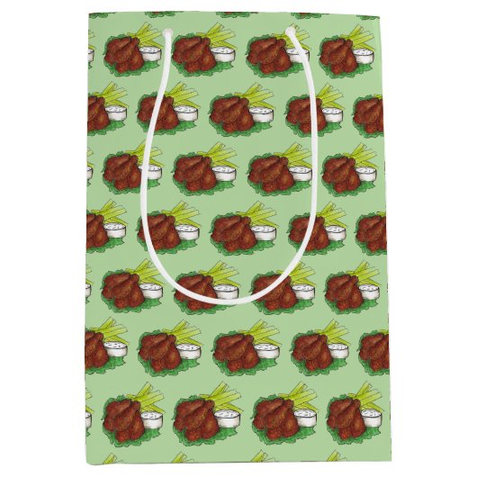 Pittige BBQ Buffel Kip Wings Tailgate Party Medium Cadeauzakje (Voorkant)