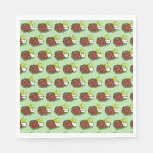 Pittige BBQ Buffel Kip Wings Tailgate Party Servet (Voorkant)