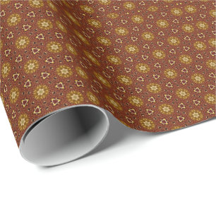 Pittige Bruine Gele Masala Patroon Cadeaupapier