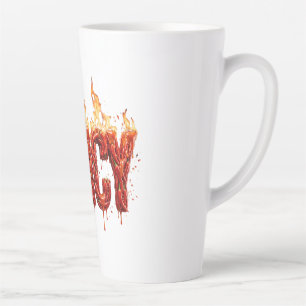 Pittige Chilipeper Vuur Typografie Foodie Heet Sau Latte Mok
