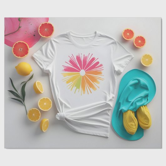 Pittige citroen & roos cadeaupapier (Vlak)