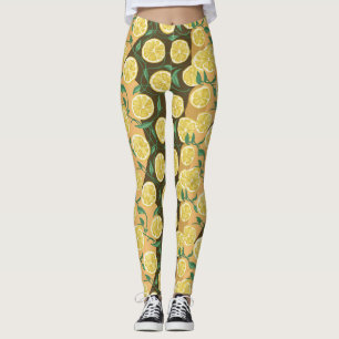 Pittige citroenpatroon kousen leggings