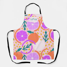 Pittige Citrus Geometrische Confetti Chef Roze Lim Schort