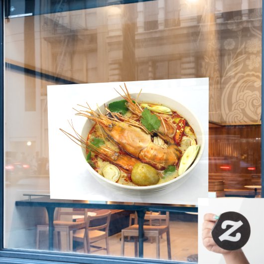 Pittige Garnalensoep Hete S zure Soep Thais Restau Raamsticker (Cafe Raam)