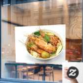 Pittige Garnalensoep Hete Zure Soep Thais Restaura Raamsticker (Cafe Raam)