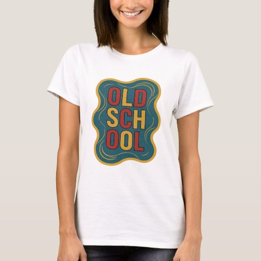 Pittige Gele OLD SCHOOL Grafisch Ontwerp T-shirt (Voorkant)