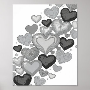 Pittige grijze HARTEN EN STERREN Slogan Design Poster