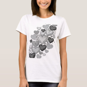 Pittige grijze HARTEN EN STERREN Slogan Design T-shirt