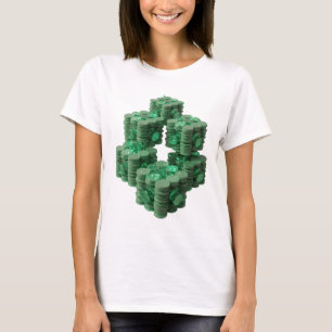 Pittige groene GROENE MUNTEN Artistiek motief T-shirt