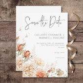 Pittige Herfst Roest & Blush Bloemen Bruiloft Save The Date