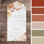 Pittige Herfst Roest & Blush Boho Bloemen Geen Din All In One Uitnodiging