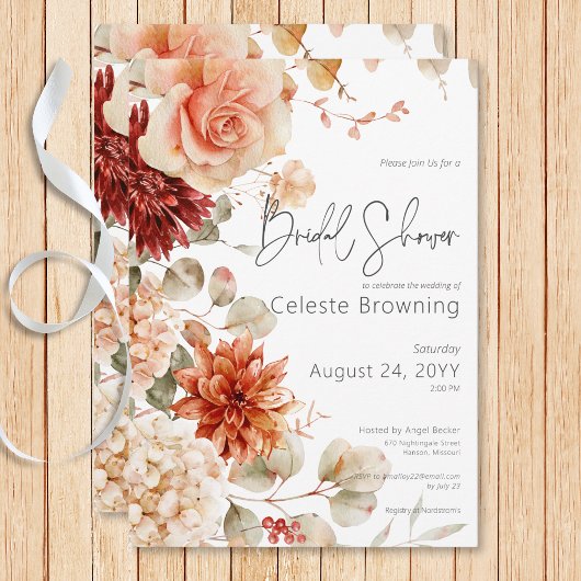 Pittige Herfst Roest & Blush Boho Floral Vrijgezel Kaart
