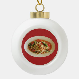 Pittige Papaja Salade [Som Tam] ... Thais Lao Eten Keramische Bal Ornament