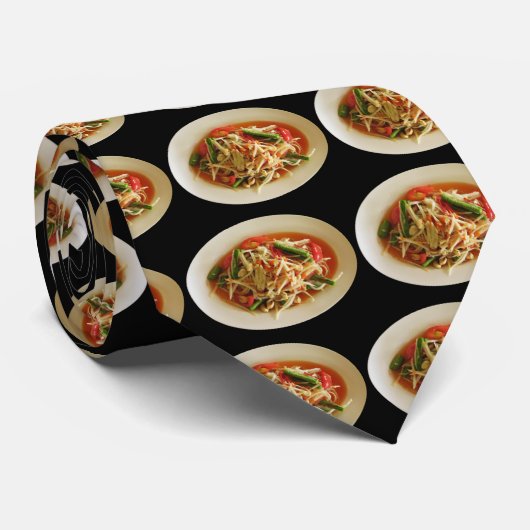 Pittige Papajasalade [Som Tam] ... Thais Laos Eten Stropdas (Opgerold)