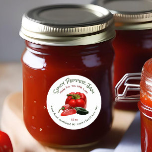 Pittige Peper Jelly met Rode en Groene Peppers Ronde Sticker