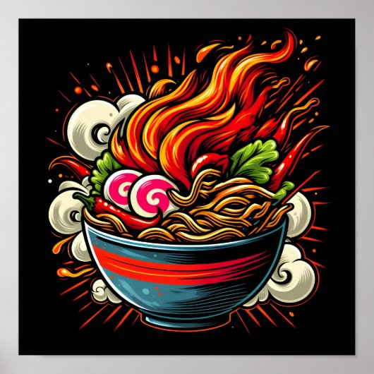 Pittige Ramen Japanse Noedels Straatkunst Poster (Voorkant)