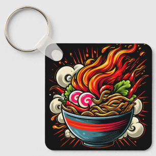 Pittige Ramen Japanse Noedelstraat Kunst Sleutelhanger