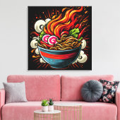Pittige Ramen Japanse Noodle Straatkunst Canvas Afdruk (Insitu (Woonkamer))