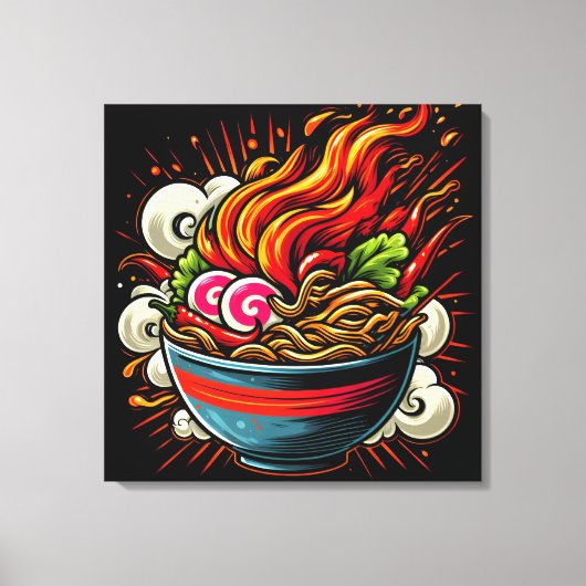 Pittige Ramen Japanse Noodle Straatkunst Canvas Afdruk (Voorkant)
