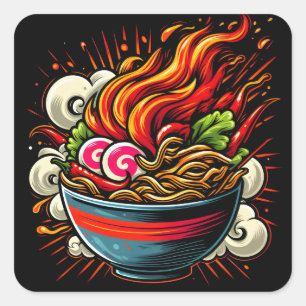 Pittige Ramen Japanse Noodle Straatkunst Vierkante Sticker