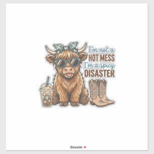 Pittige ramp Hoogland Koe Coffee Western Shirt D Sticker