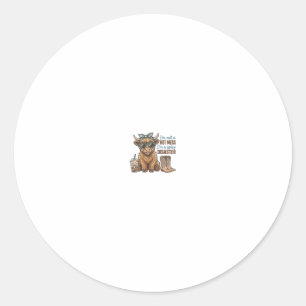 Pittige ramp Hoogland Koe koffie Western Shirt D Ronde Sticker