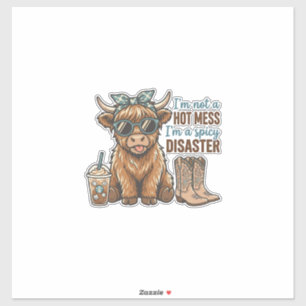 Pittige ramp Hoogland Koe koffie Westers overhemd  Sticker