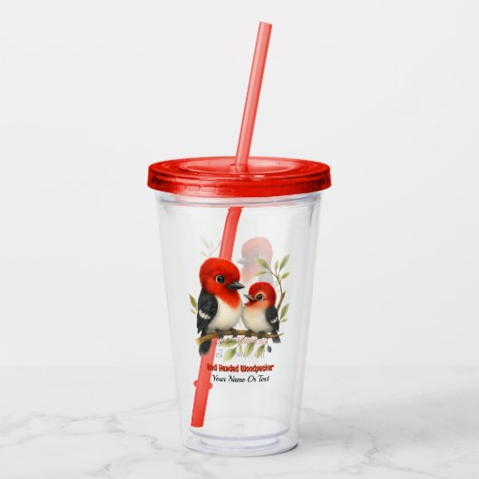 pittige roodharige specht acryl drinkbeker (Achterkant)