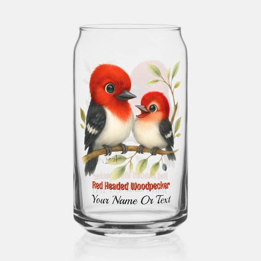 pittige roodharige specht blikvorm glas (Achterkant)