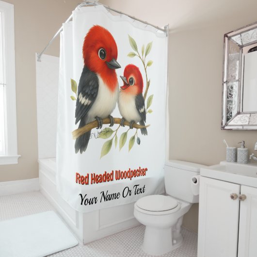 pittige roodharige specht douchegordijn (In situ)