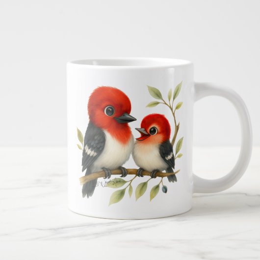 pittige roodharige specht grote koffiekop (Rechts)