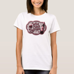Pittige Roze WIJN GENEEST ALLES Print v2 T-shirt