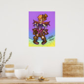 Pittige Steampunk Dame Met Hoed En Vleugels Kunst Poster (Keuken)