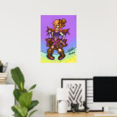 Pittige Steampunk Dame Met Hoed En Vleugels Kunst Poster (Thuiskantoor)