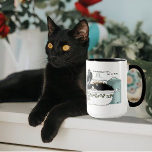 Pittige Tuxedo Kat Vintage Kom Aqua Retro Keuken Mok