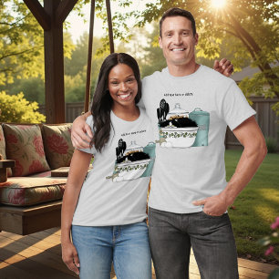 Pittige Tuxedo Kat Vintage Kom Aqua Retro Keuken  T-shirt