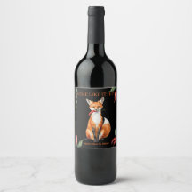 Pittige Vos Custom Persoonlijk Wijnlabel 