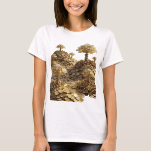 Pittige Zilveren Gouden Munt Bos Ontwerp T-shirt