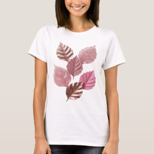 Pittige Zilveren ROZE BLADEREN Slogan Design T-shirt