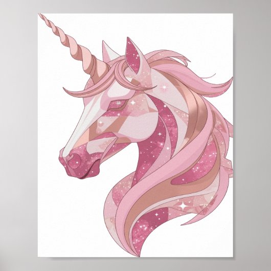 Pittige Zilveren UNICORN Ontwerp Poster (Voorkant)