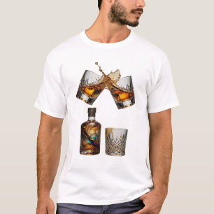Pittige Zilveren WHISKY SPLASH Draagbare Kunst T-shirt