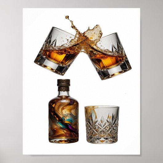 Pittige Zilveren WHISKY SPLASH Poster (Voorkant)