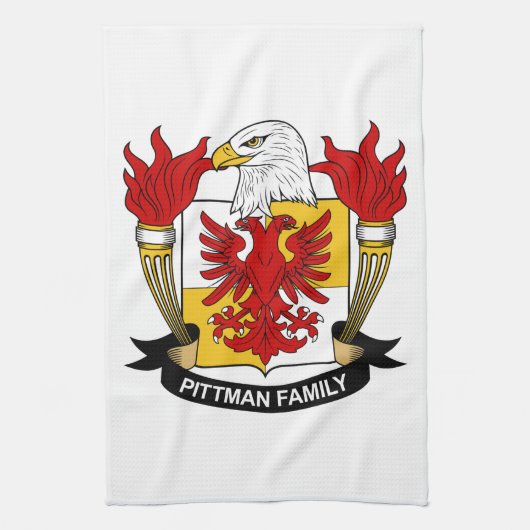 Pittman Family Crest Theedoek (Verticaal)