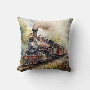 Pittoresch landschap met een Victoriaanse trein Kussen