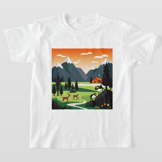 Pittoresk berglandschap t-shirt (Laagn)