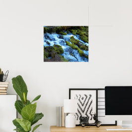 Pittoresk boswaterval landschap poster