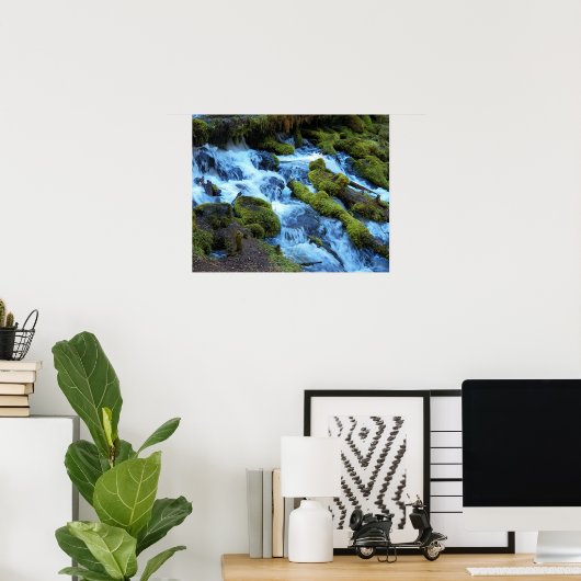 Pittoresk boswaterval landschap poster (Thuiskantoor)