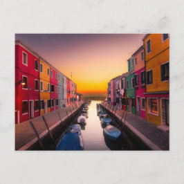 Pittoresk Burano-eiland bij zonsondergang Venetië  Briefkaart